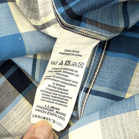 L.L. Bean Mens L Wrinkle Free Traditional Fit Button Dn Shirt Blue Plaid Classic - Picture 8 of 8